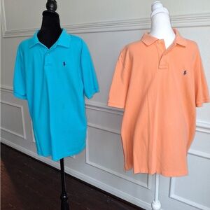 Polo Ralph Lauren (3)Classic Polo Shirts in Blue,Orange and Striped Green XL
